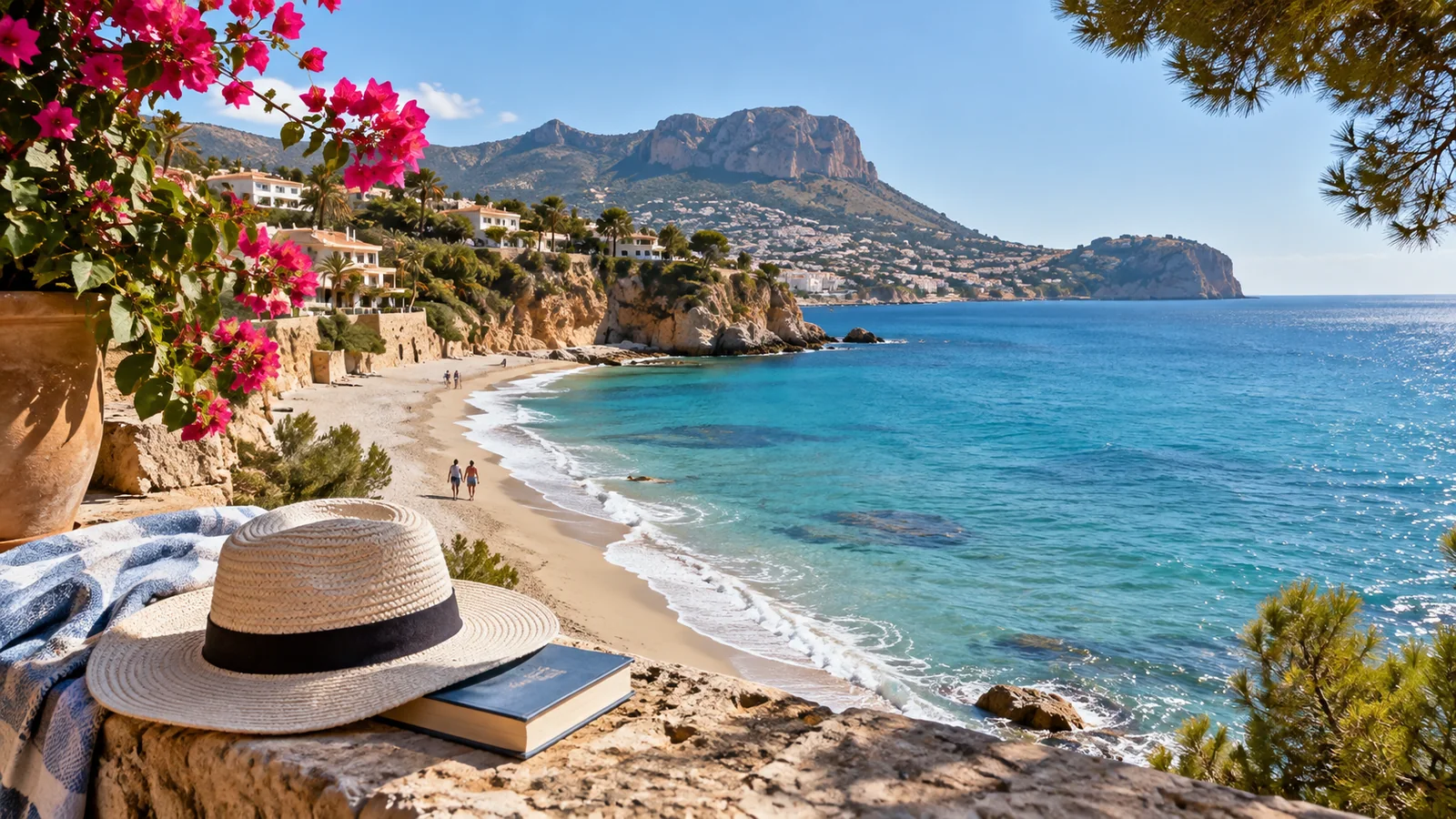 Wizualizacja AI: Kiedy jechać na Costa Blanca na wakacje — pogoda i ceny miesiąc po miesiącu — ilustracja redakcyjna
