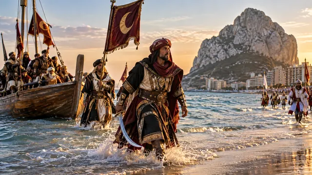 Wizualizacja AI: Fiestas Moros y Cristianos w Calpe — Cristo del Sudor — ilustracja redakcyjna