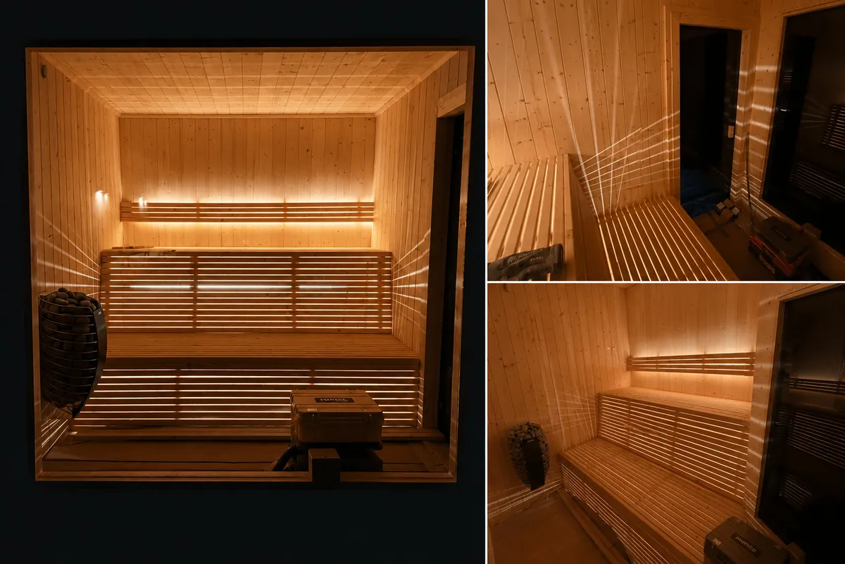 Sauna wykończona drewnem